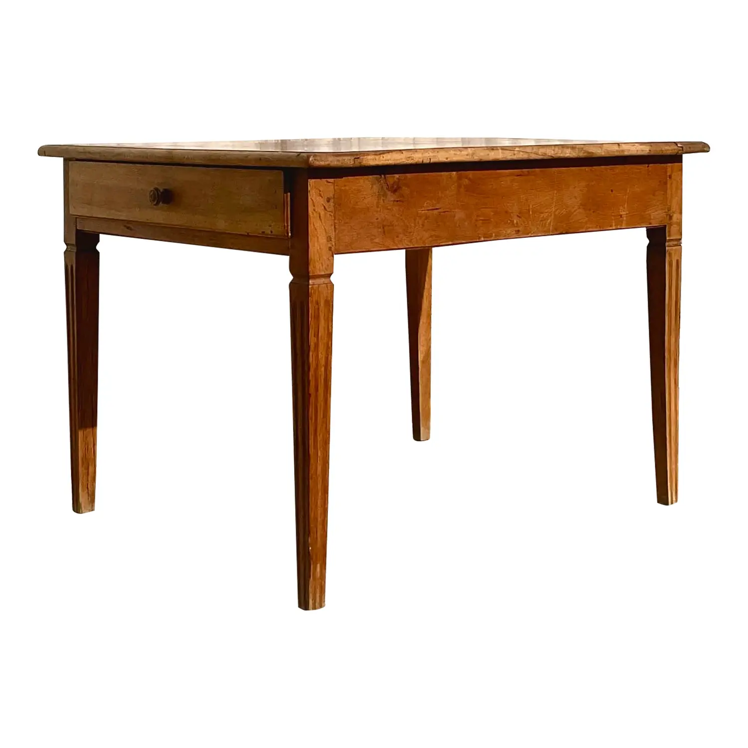 Vintage Boho Patinated Two Drawer Farm Table