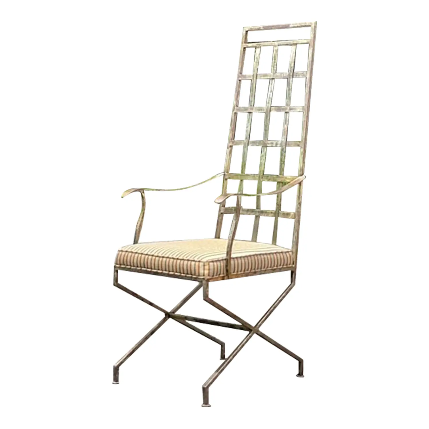 Vintage Boho Patinated Wrought Iron Chair