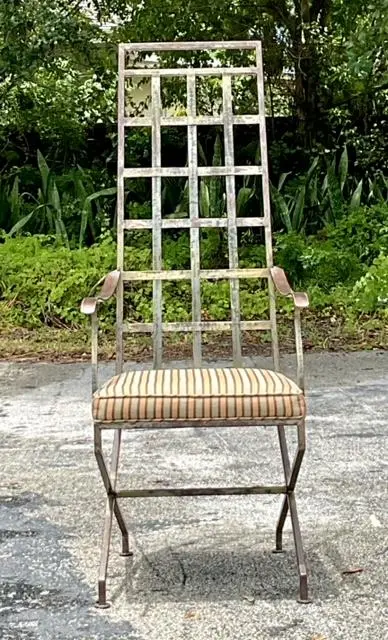 Vintage Boho Patinated Wrought Iron Chair - Detail view