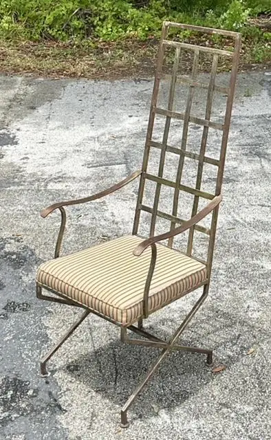 Vintage Boho Patinated Wrought Iron Chair - Back view