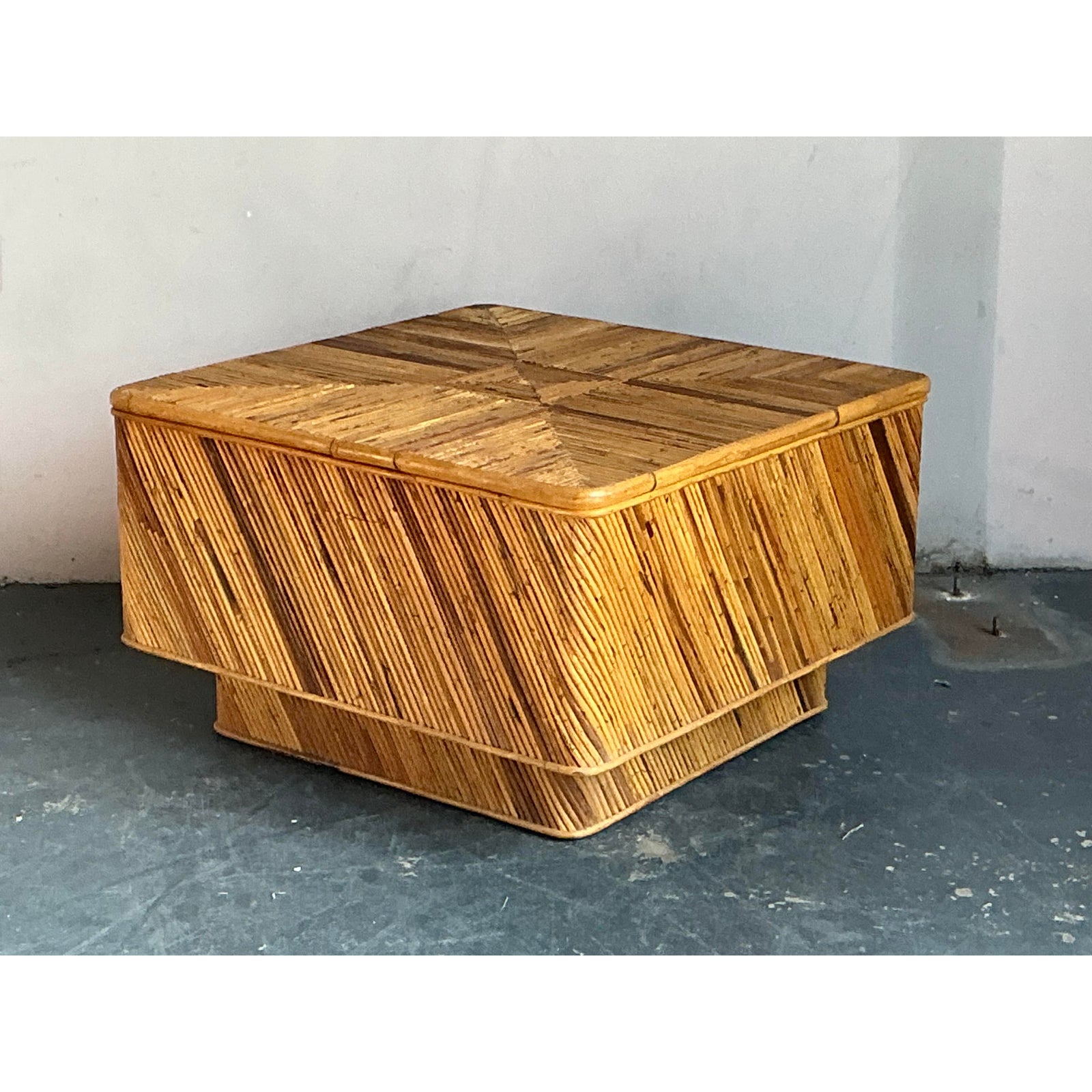 Vintage Boho Pencil Reed Coffee Table - Top view