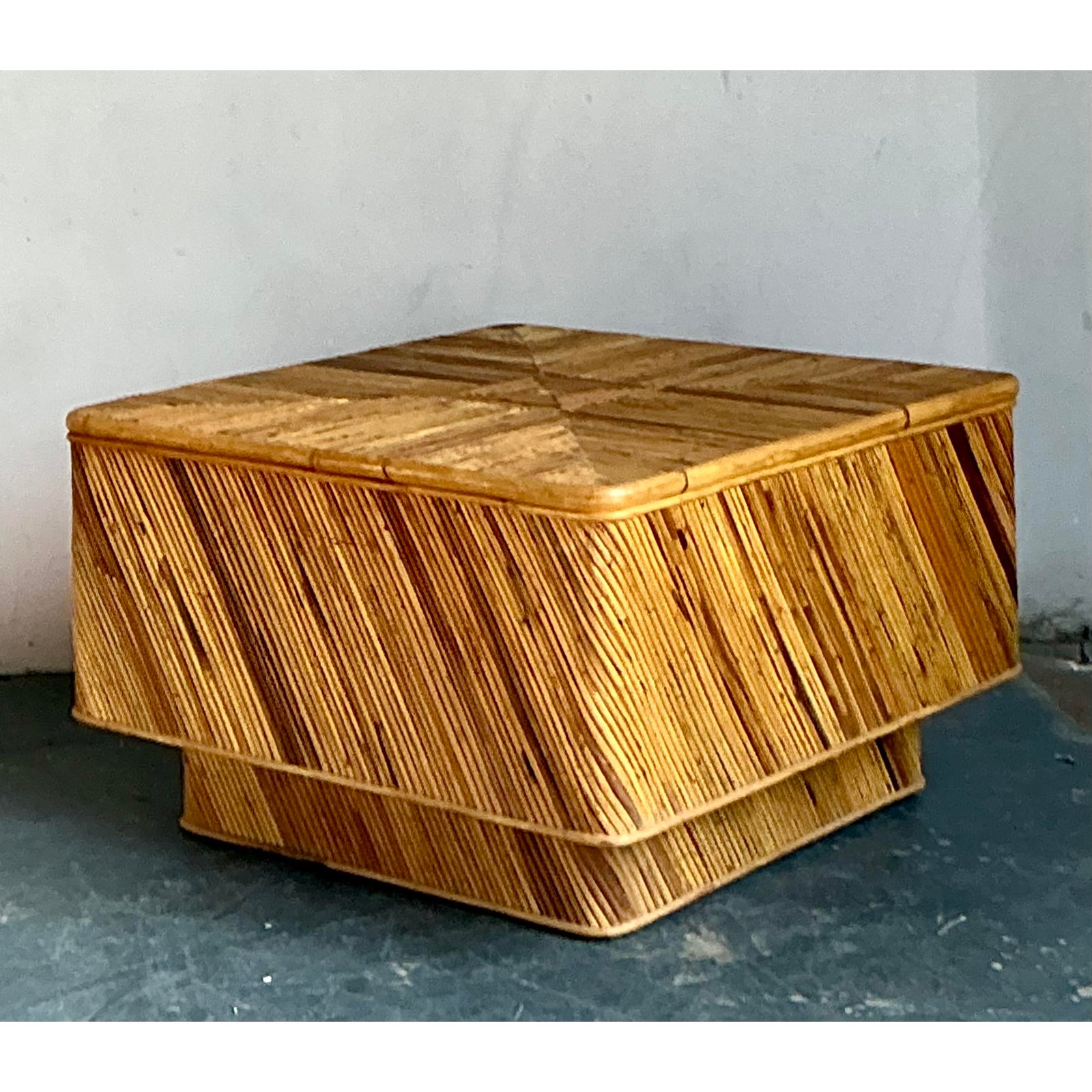 Vintage Boho Pencil Reed Coffee Table - Detail view