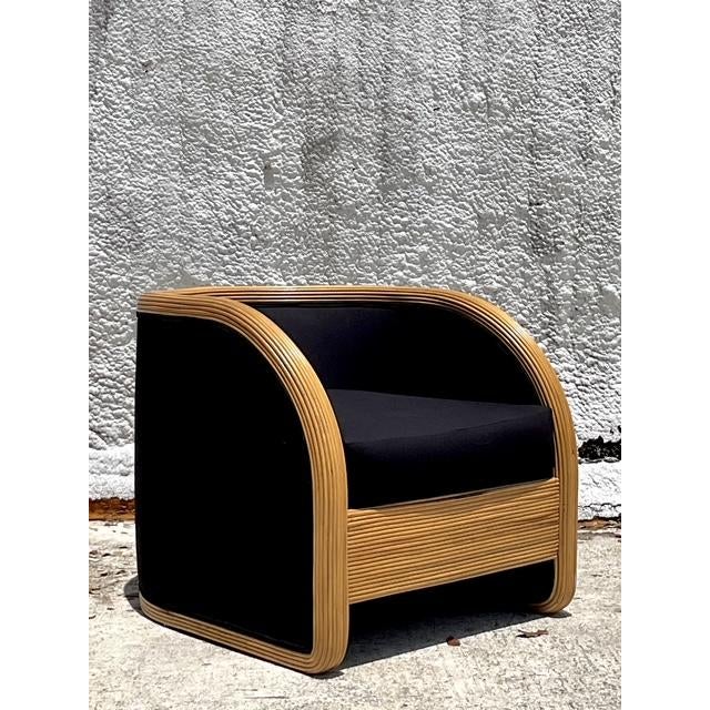 Vintage Boho Pencil Reed Lounge Chair - Side view