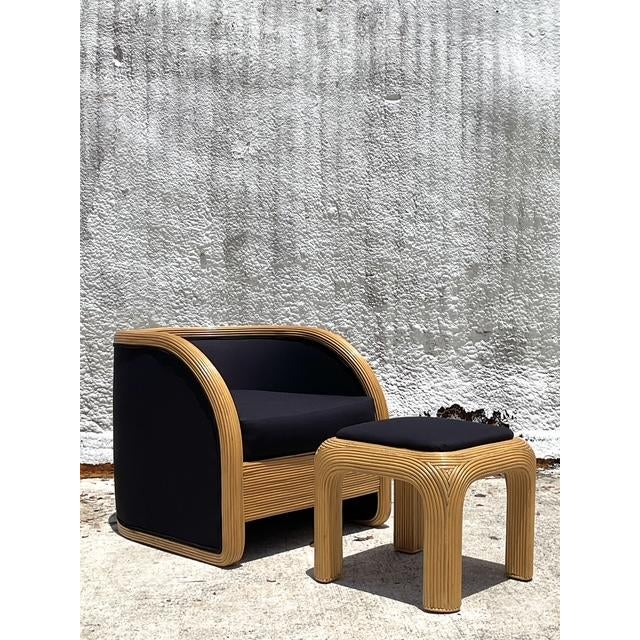 Vintage Boho Pencil Reed Lounge Chair - Top view