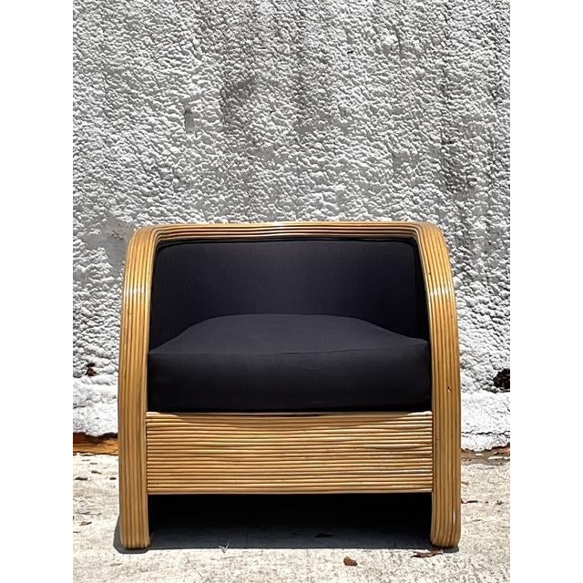 Vintage Boho Pencil Reed Lounge Chair - Back view