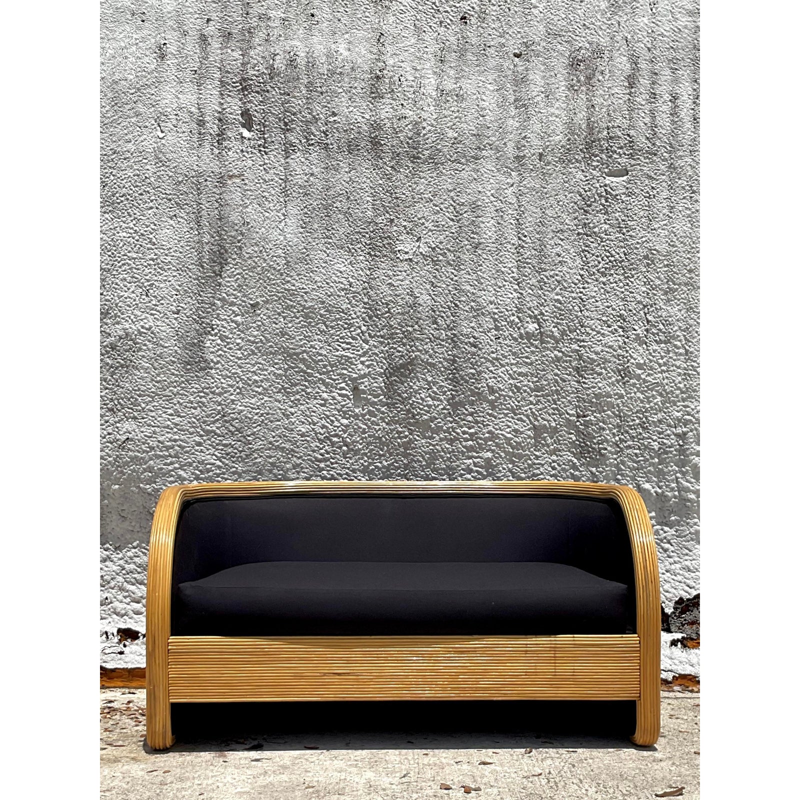 Vintage Boho Pencil Reed Loveseat - Side view