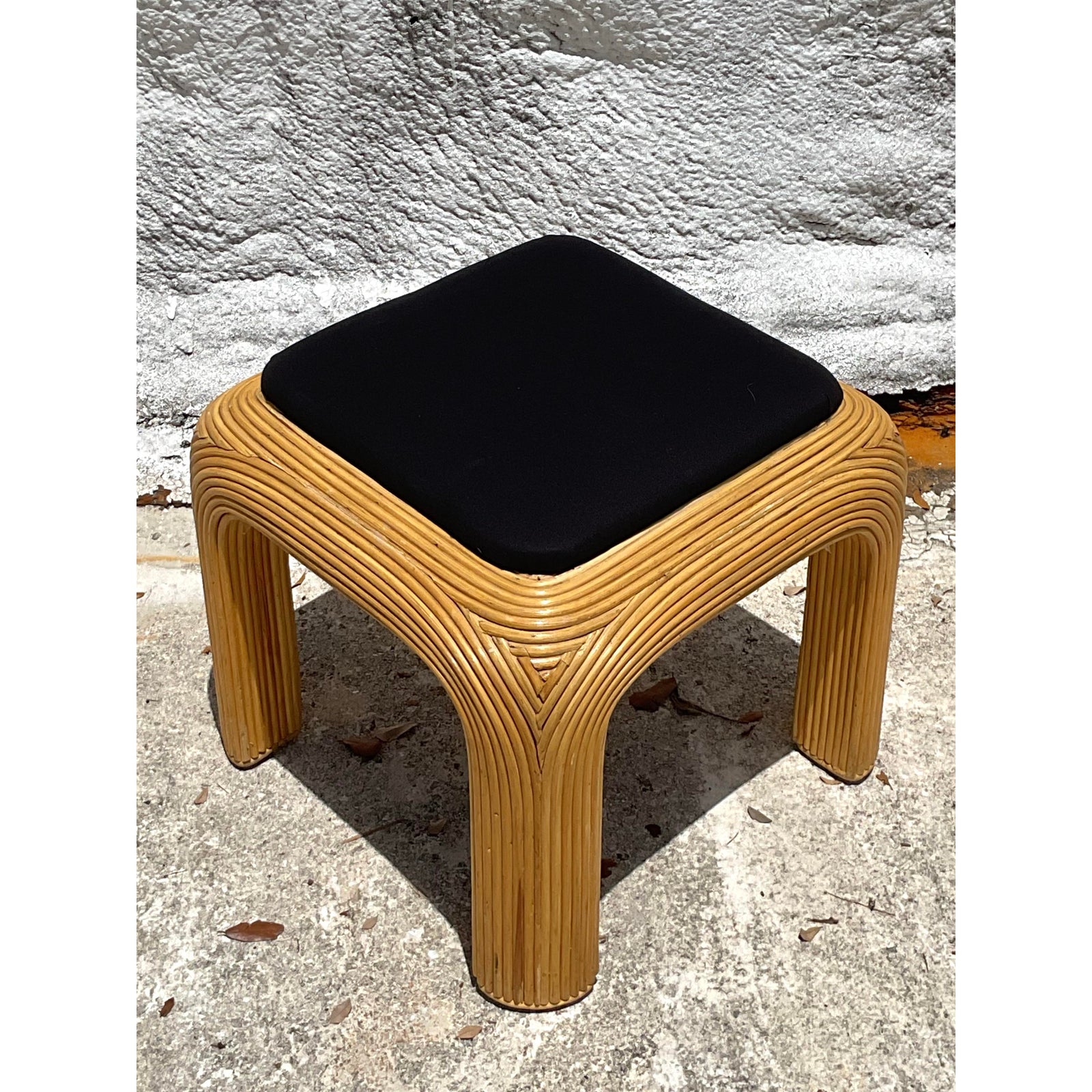 Vintage Boho Pencil Reed Ottoman - Top view