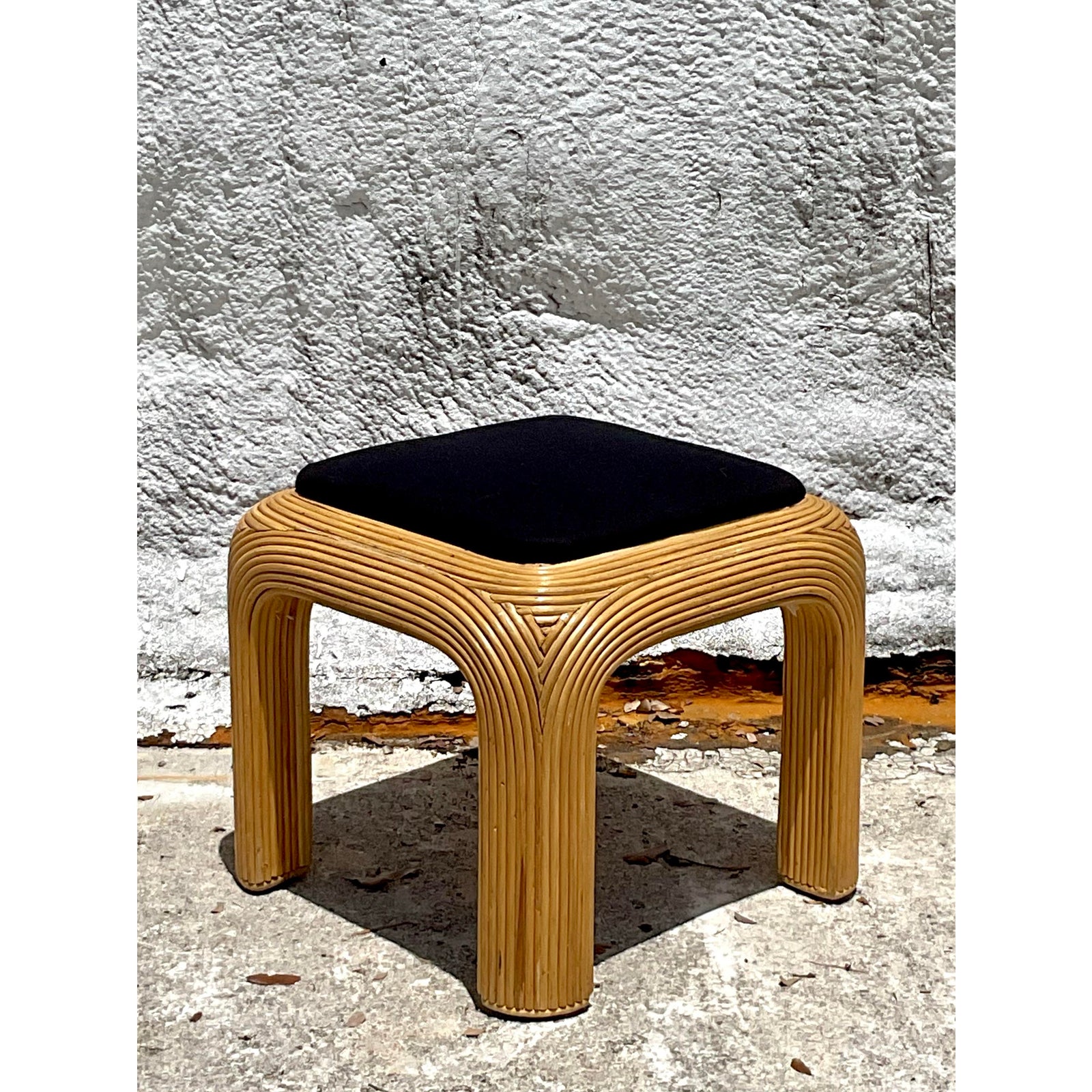 Vintage Boho Pencil Reed Ottoman - Back view