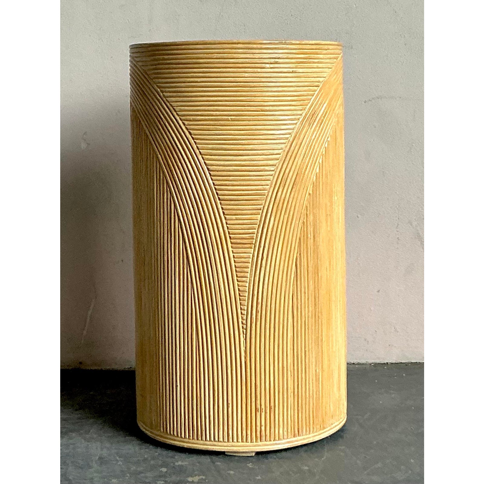 Vintage Boho Pencil Reed Pedestal - Detail view