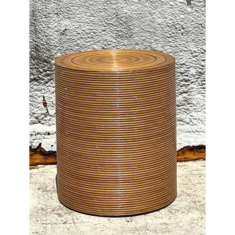 Vintage Boho Pencil Reed Table Pedestal - Top view