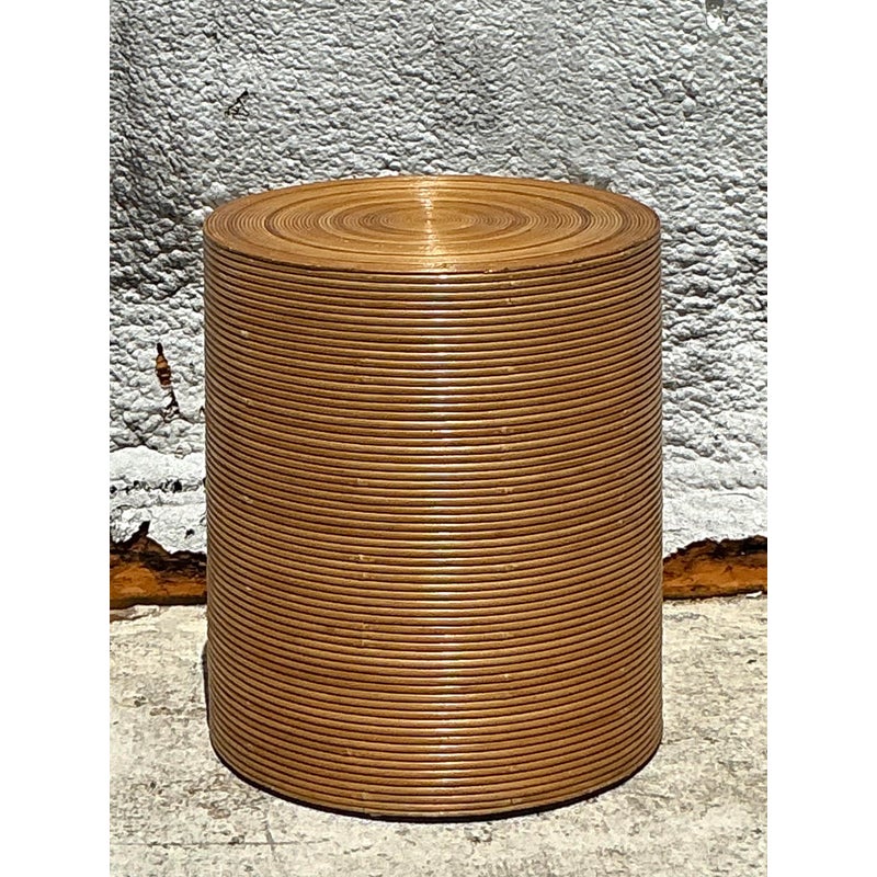 Vintage Boho Pencil Reed Table Pedestal - Back view