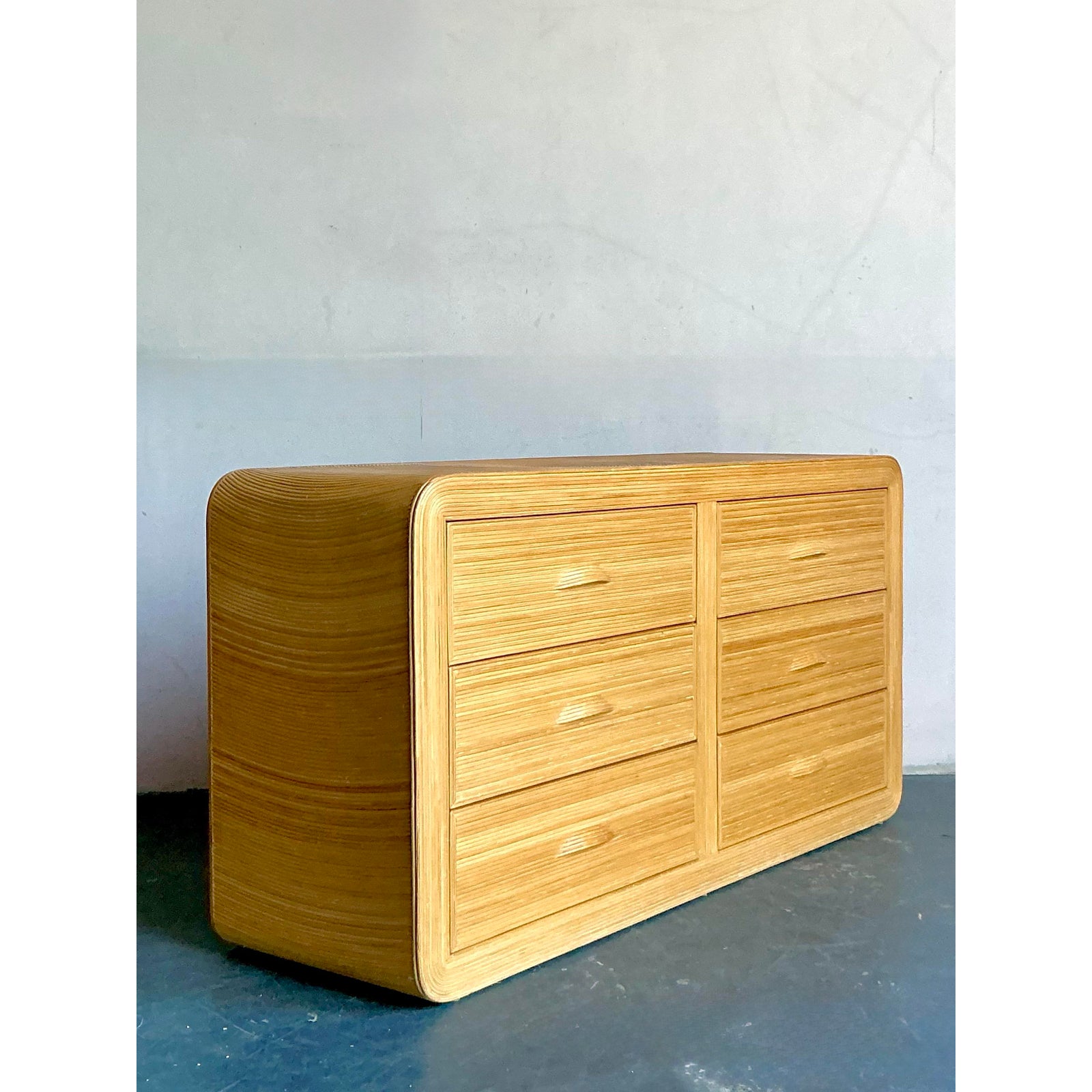 Vintage Boho Pencil Reed Waterfall Dresser - Side view
