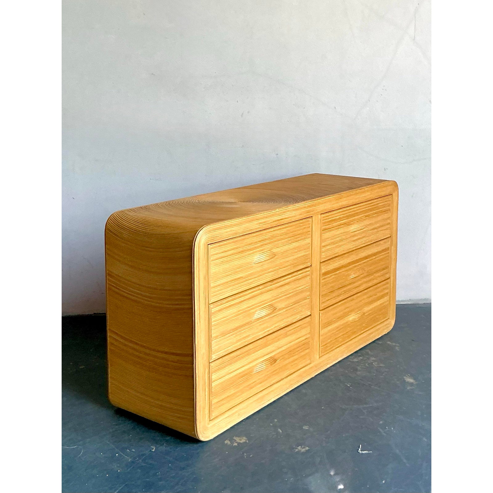 Vintage Boho Pencil Reed Waterfall Dresser - Detail view