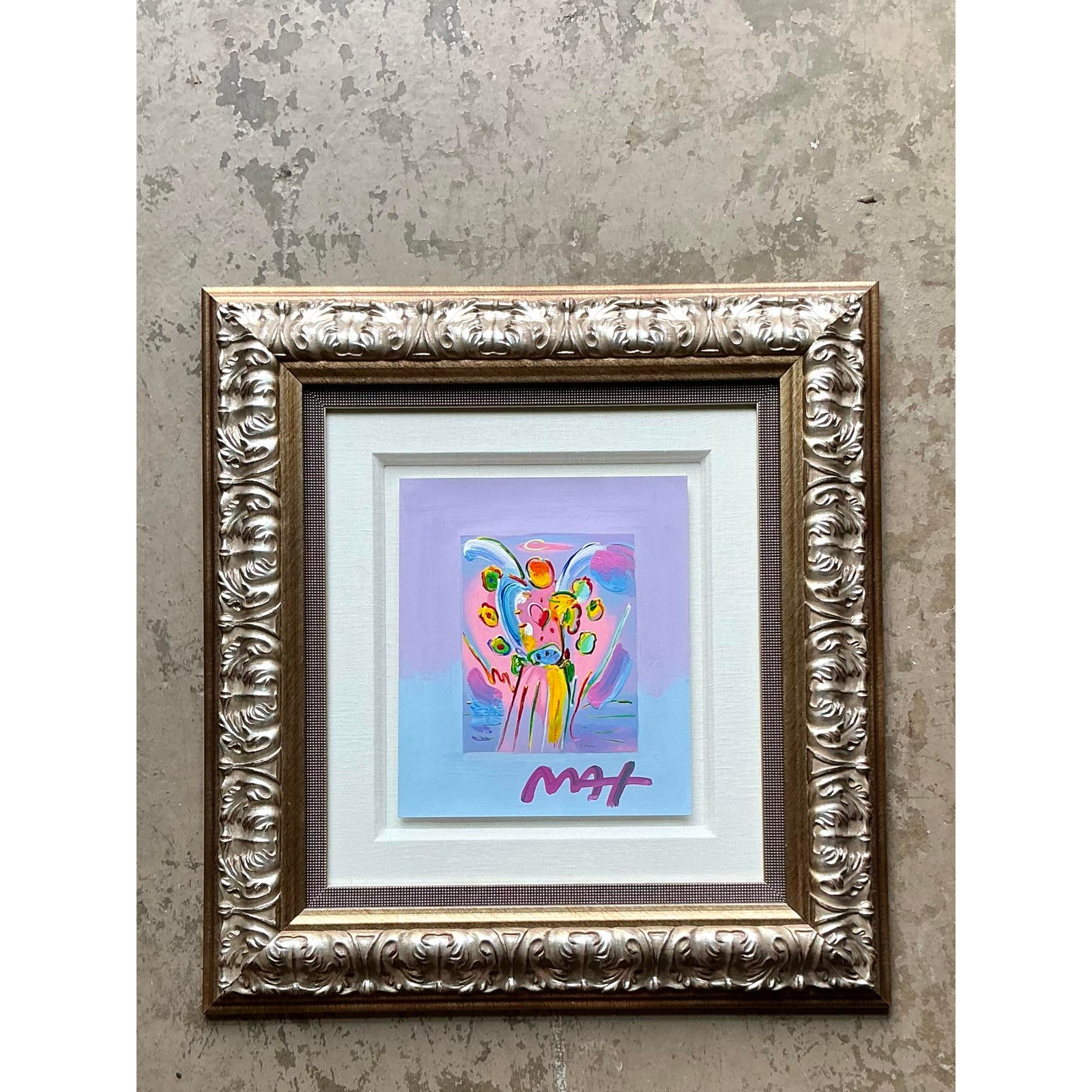 Vintage Boho Peter Max Hand Painted Serigraph - Top view