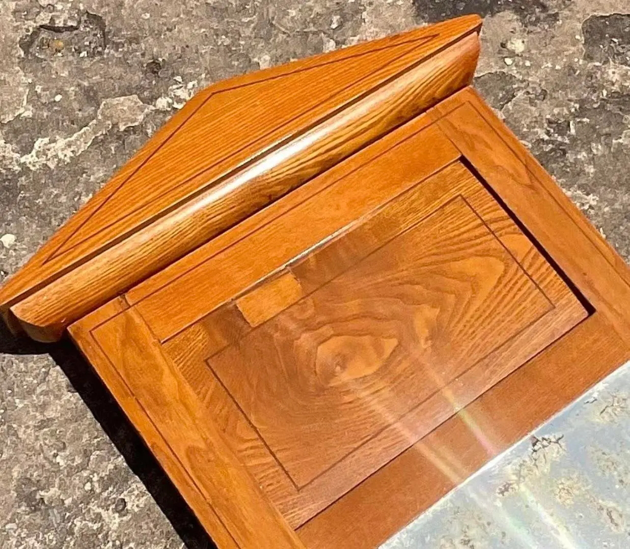 Vintage Boho Petite Pediment Mirror - Top view