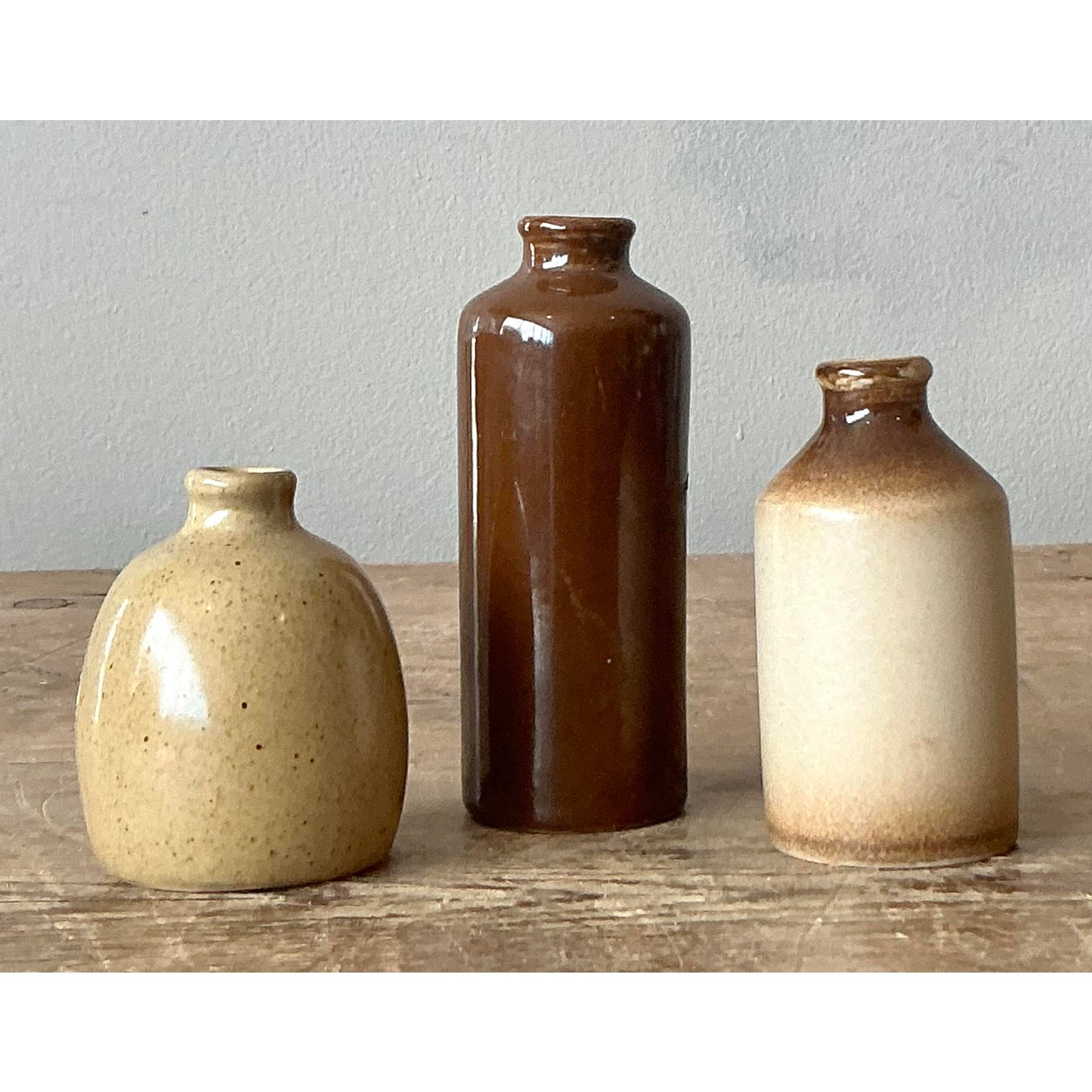 Vintage Boho Petite Studio Pottery Vase - Set of 3 - Detail view