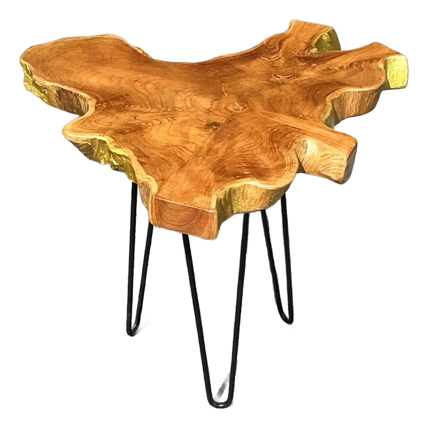 Vintage Boho Pin Leg Slab Side Table