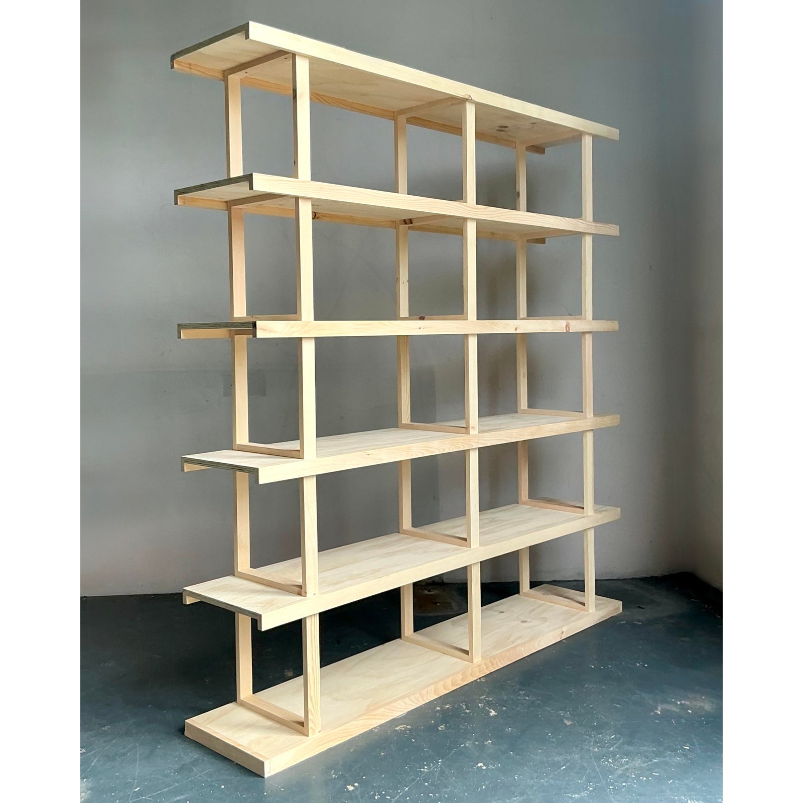 Vintage Boho Pine Etagere Etagere - Side view
