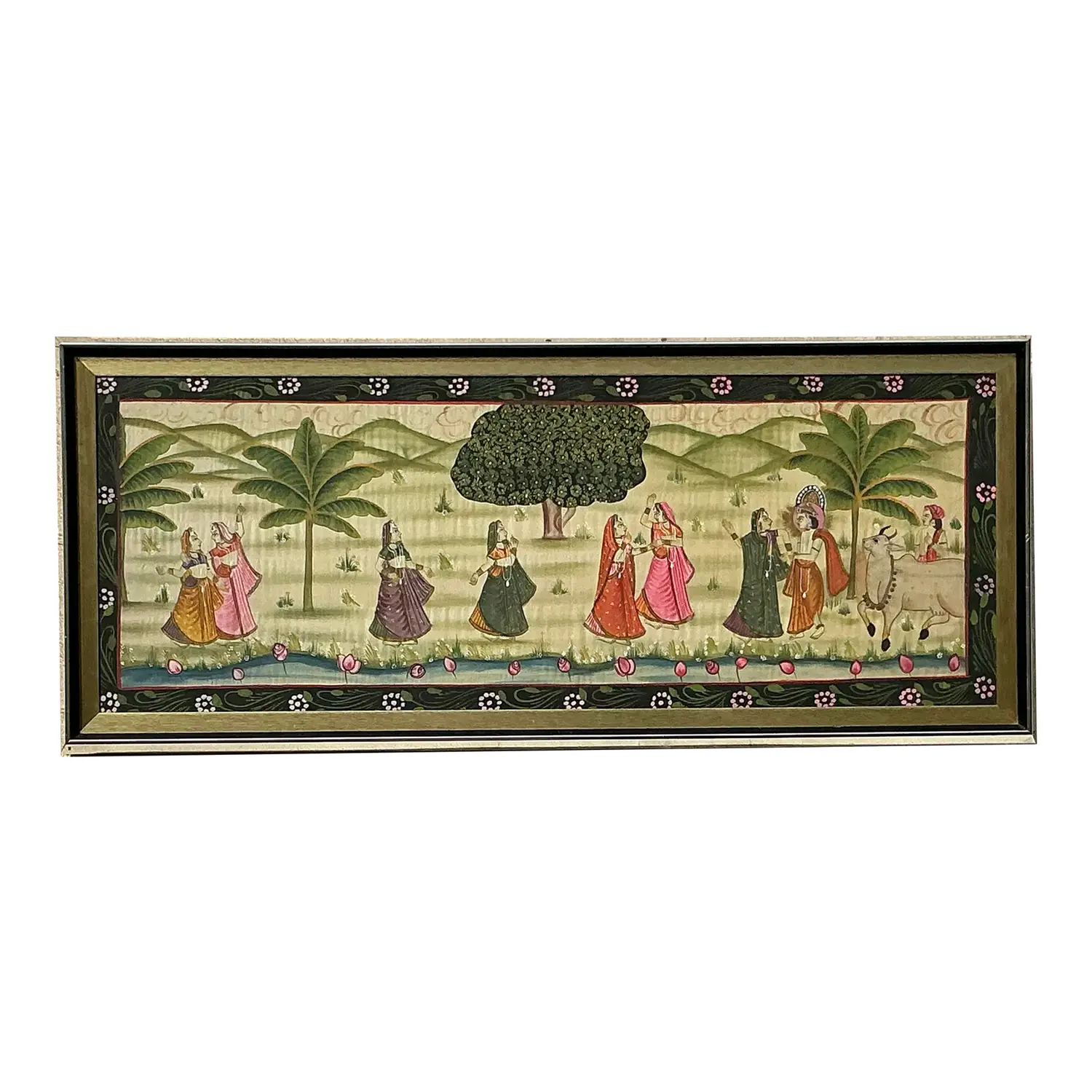 Vintage Boho Pishwaa Painting on Silk