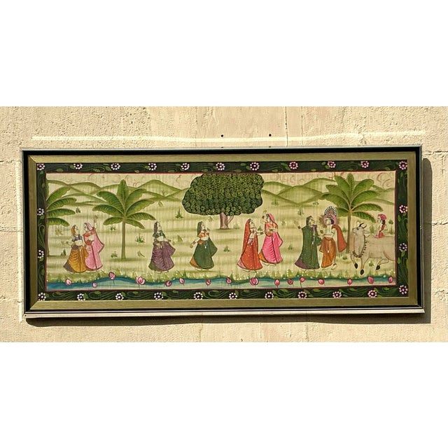 Vintage Boho Pishwaa Painting on Silk - Detail view