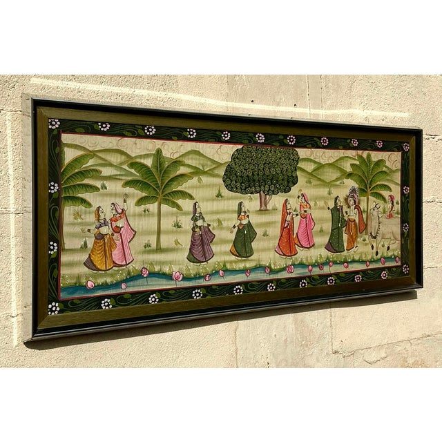 Vintage Boho Pishwaa Painting on Silk - Side view
