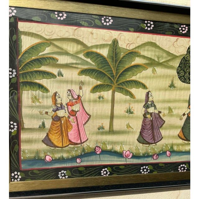 Vintage Boho Pishwaa Painting on Silk - Top view