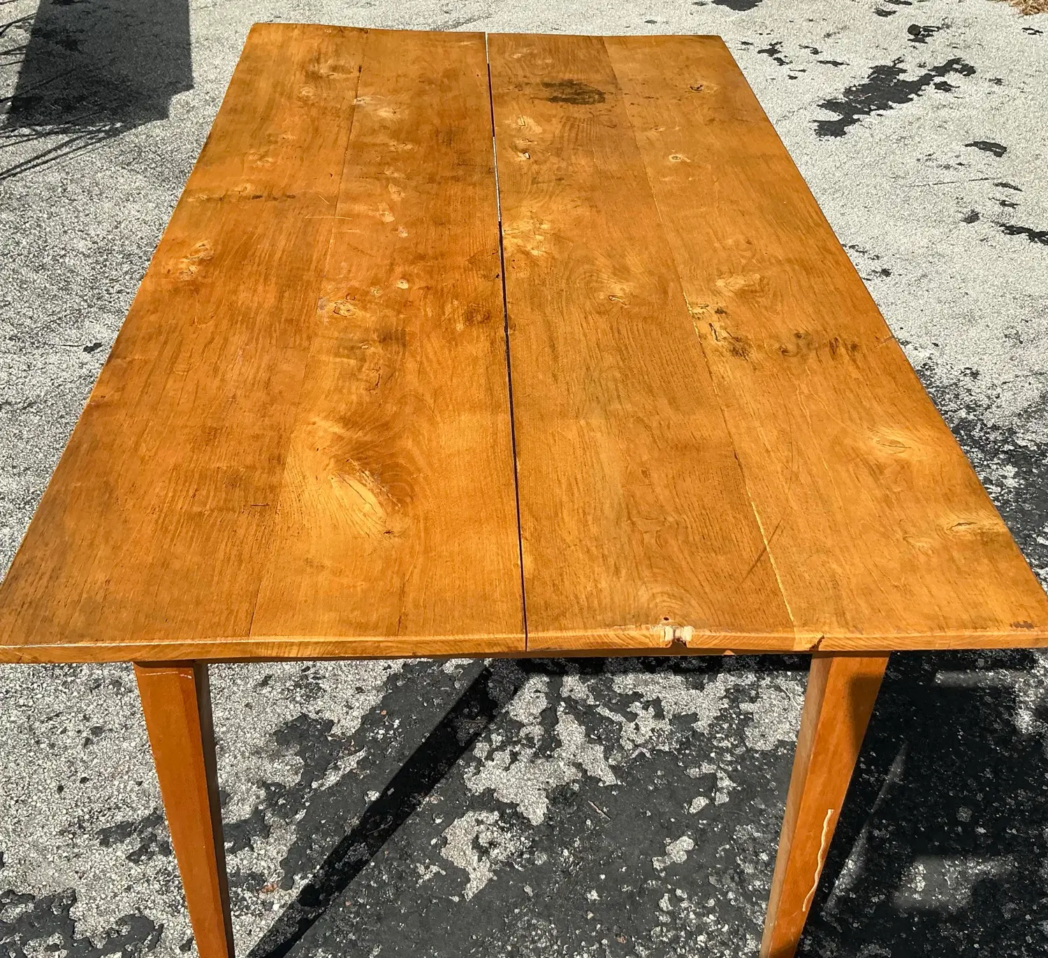 Vintage Boho Plank Farm Table - Side view