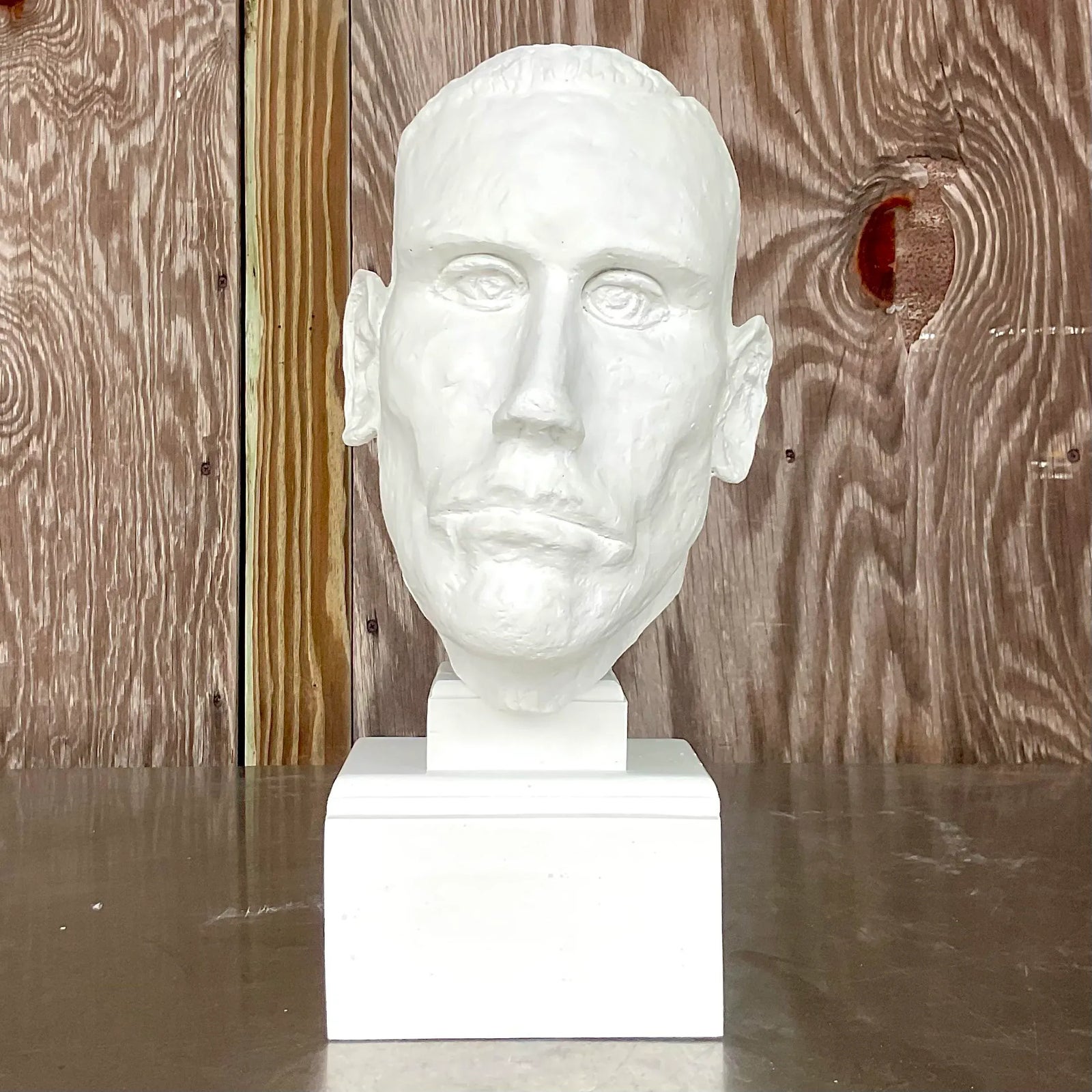 Vintage Boho Plaster Bust of Man - Top view