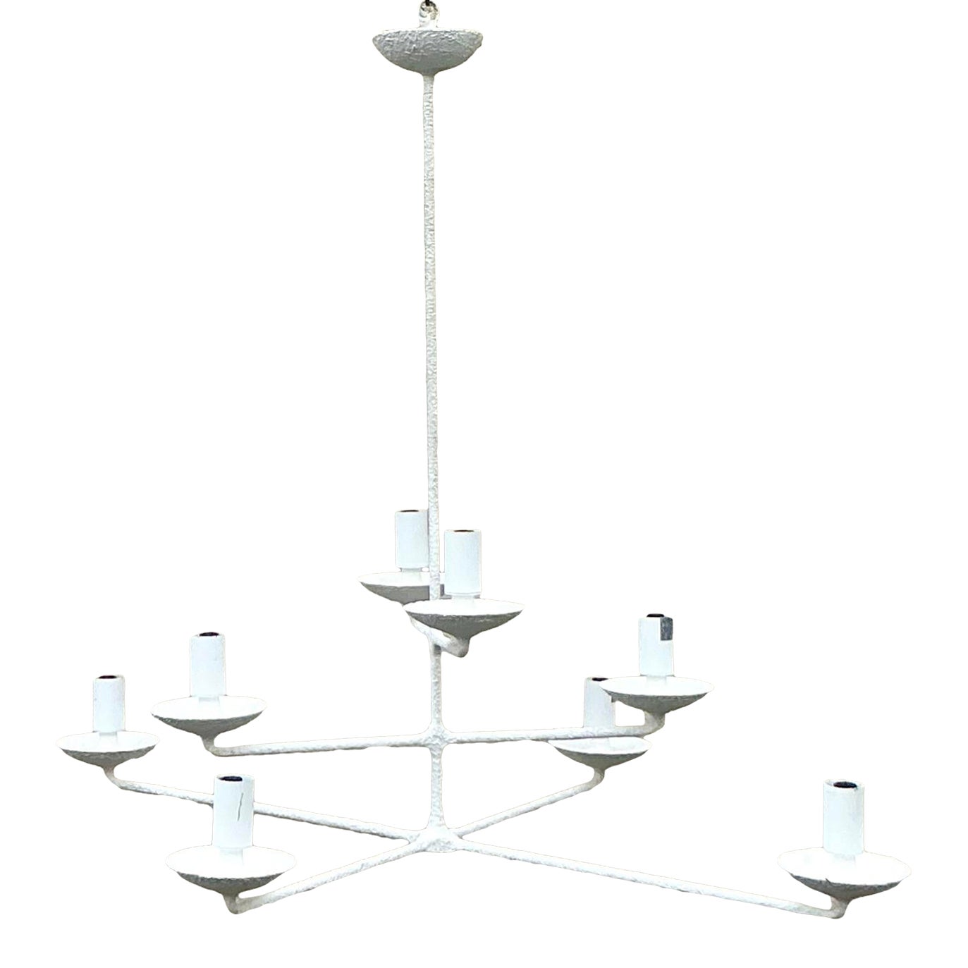 Vintage Boho Plaster Finish Tri Level Chandelier - Detail view