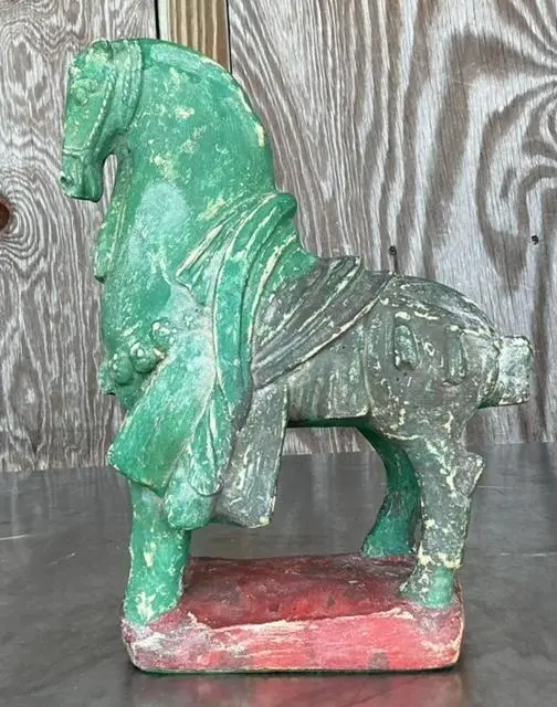 Vintage Boho Plaster Horse - Detail view