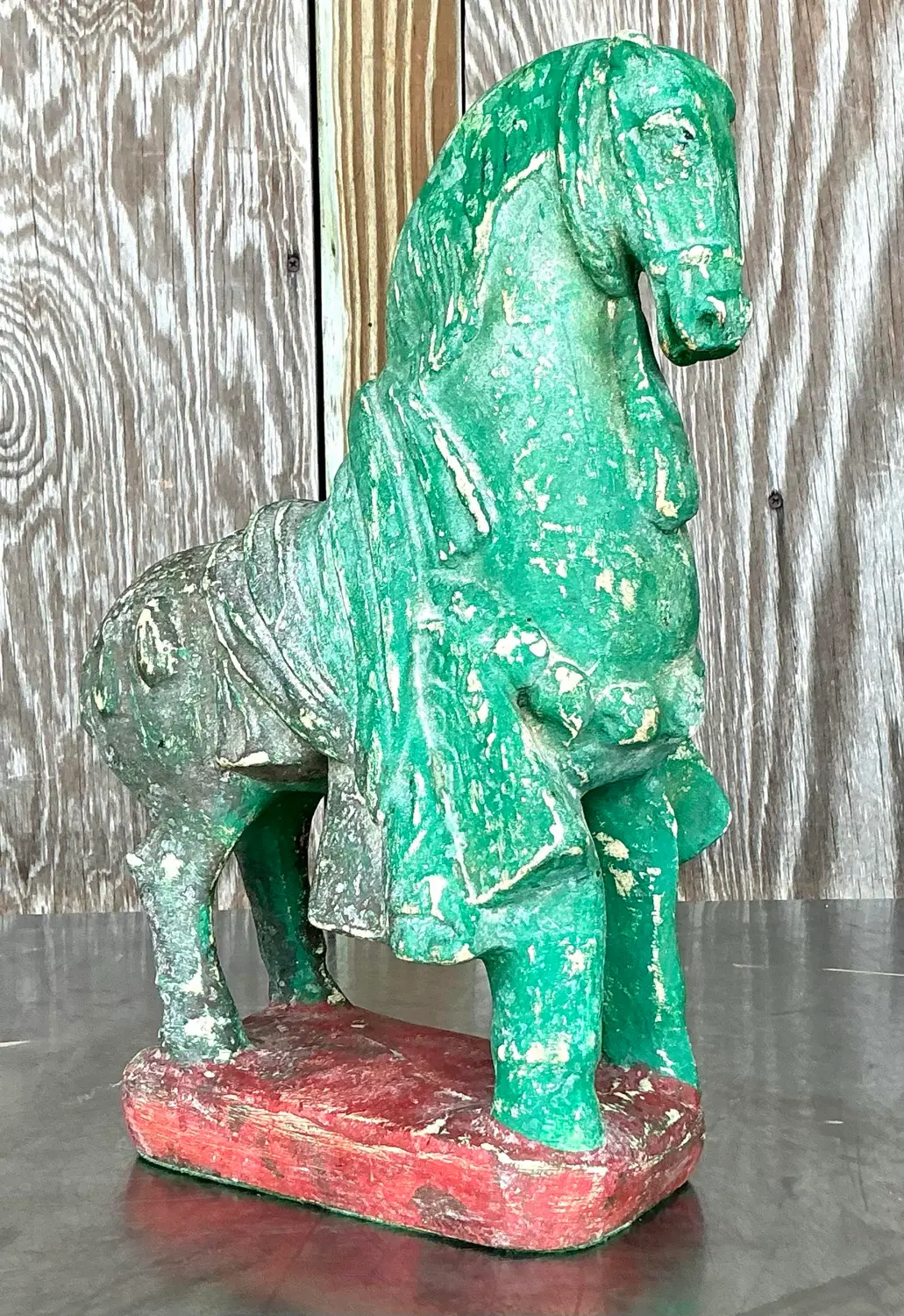 Vintage Boho Plaster Horse - Top view