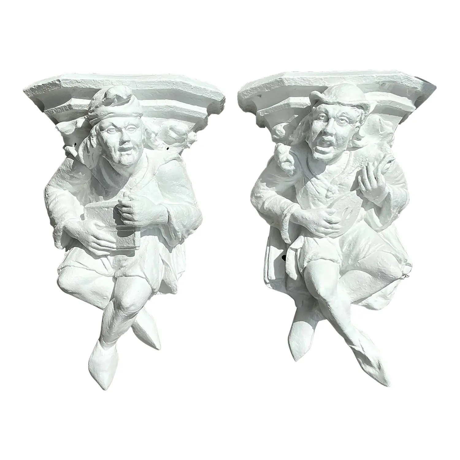 Vintage Boho Plaster Jester Brackets - a Pair