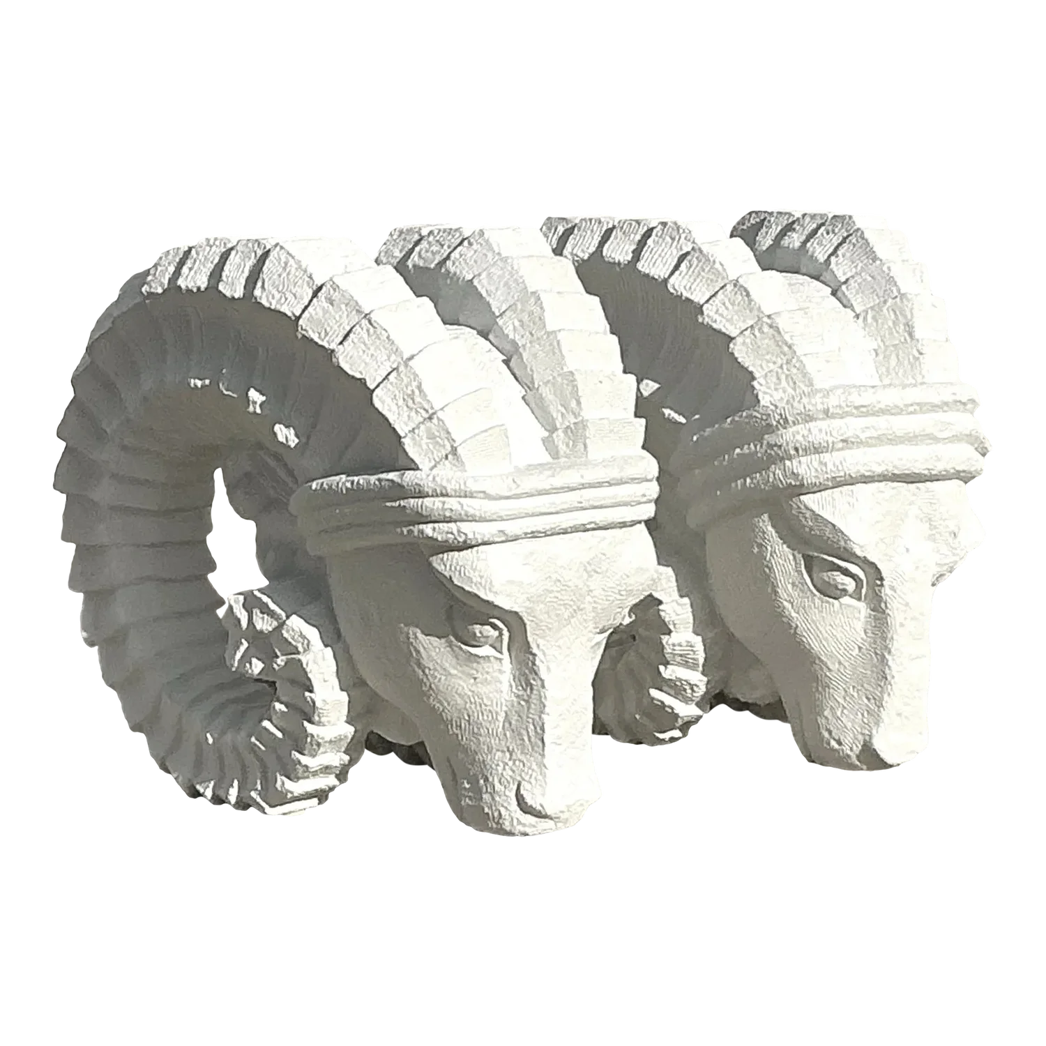 Vintage Boho Plaster Rams Heads - Set of 2 - Detail view