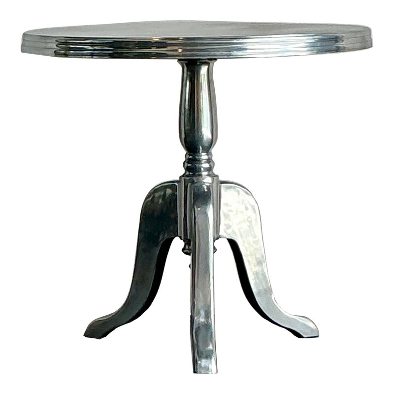 Vintage Boho Polished Aluminum Cafe Table - Detail view