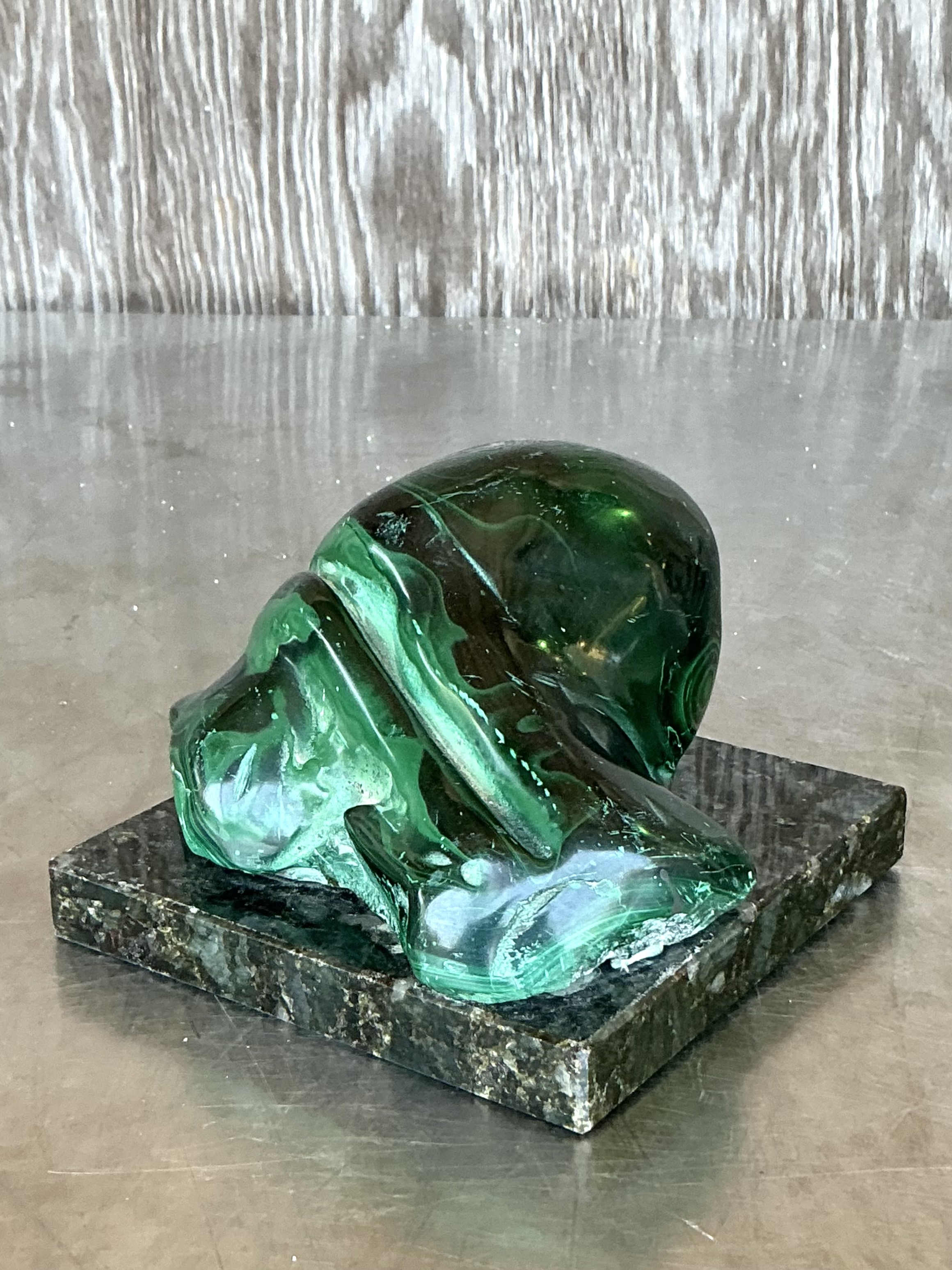 Vintage Boho Polished Malachite Sculpture - Back view