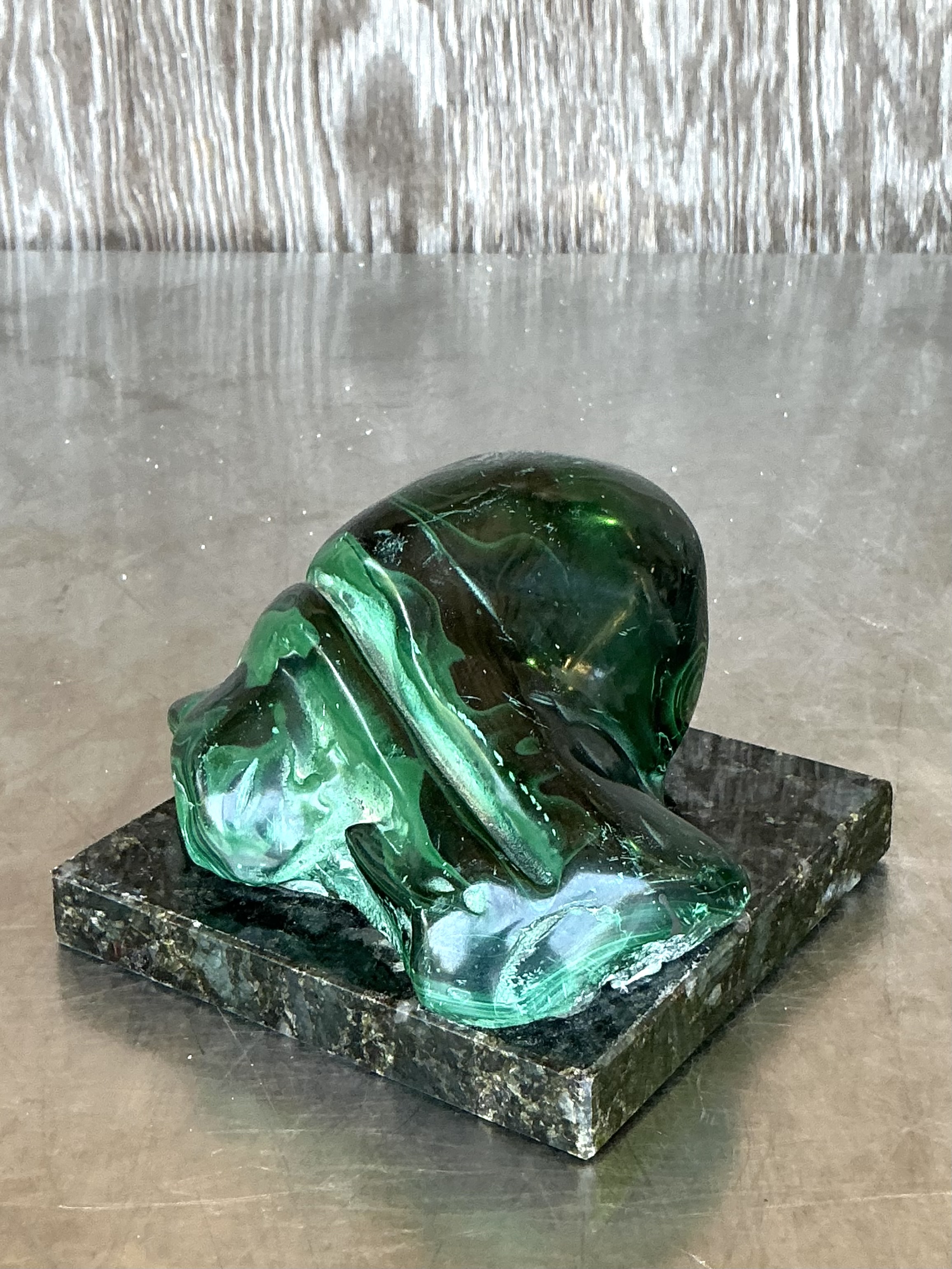 Vintage Boho Polished Malachite Sculpture - Top view