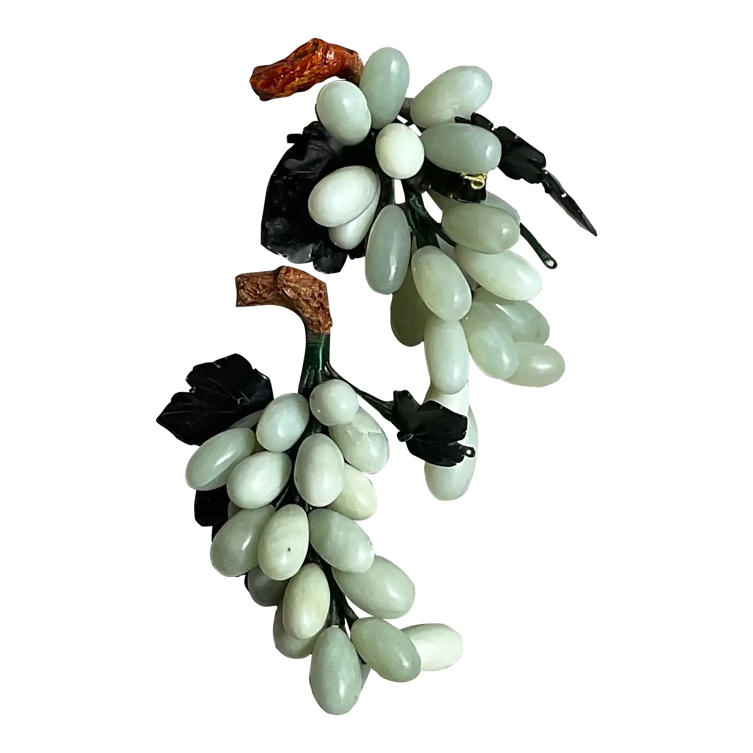 Vintage Boho Polished Stone Grape Clusters - a Pair
