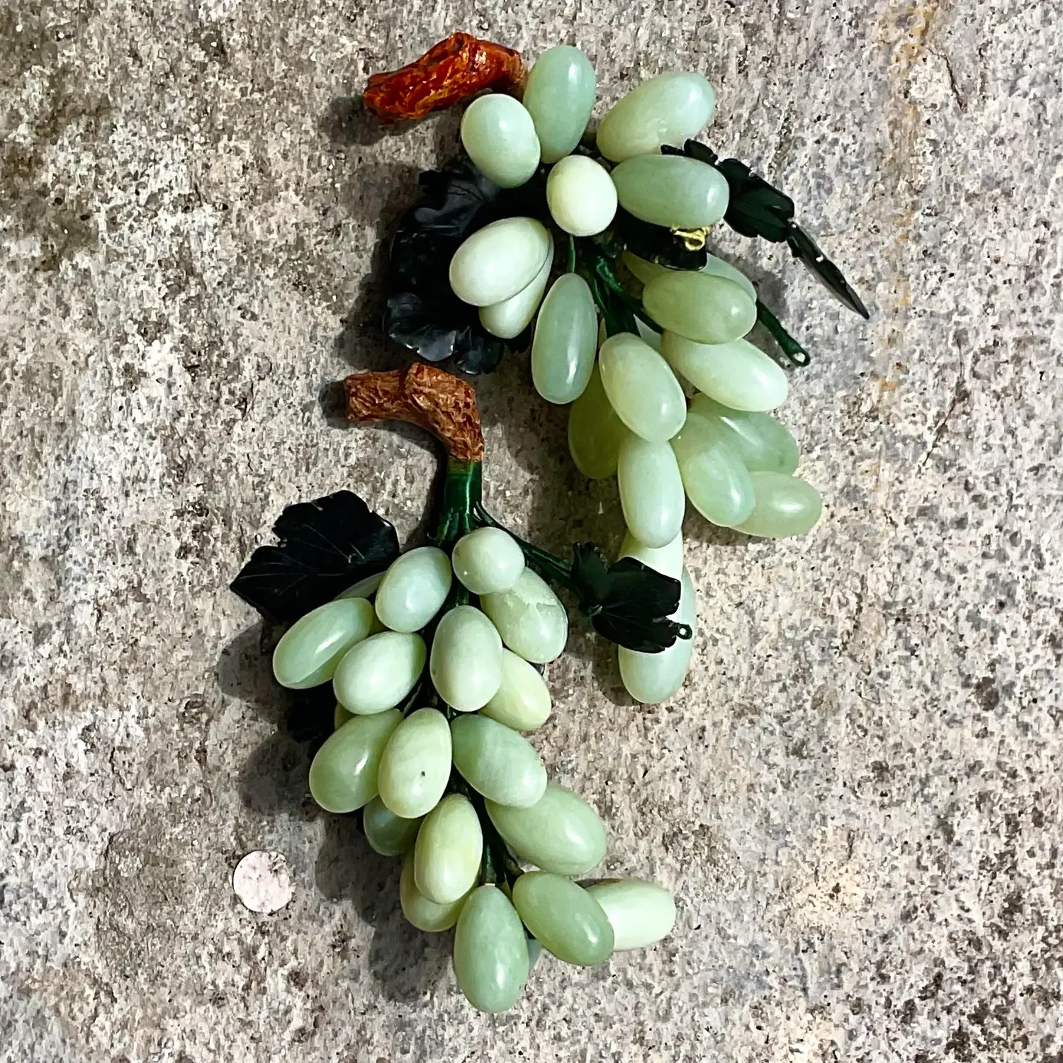 Vintage Boho Polished Stone Grape Clusters - a Pair - Side view