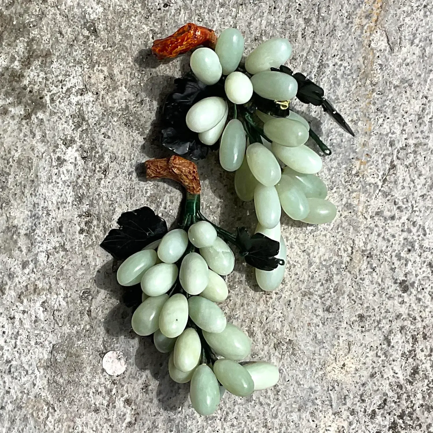 Vintage Boho Polished Stone Grape Clusters - a Pair - Back view
