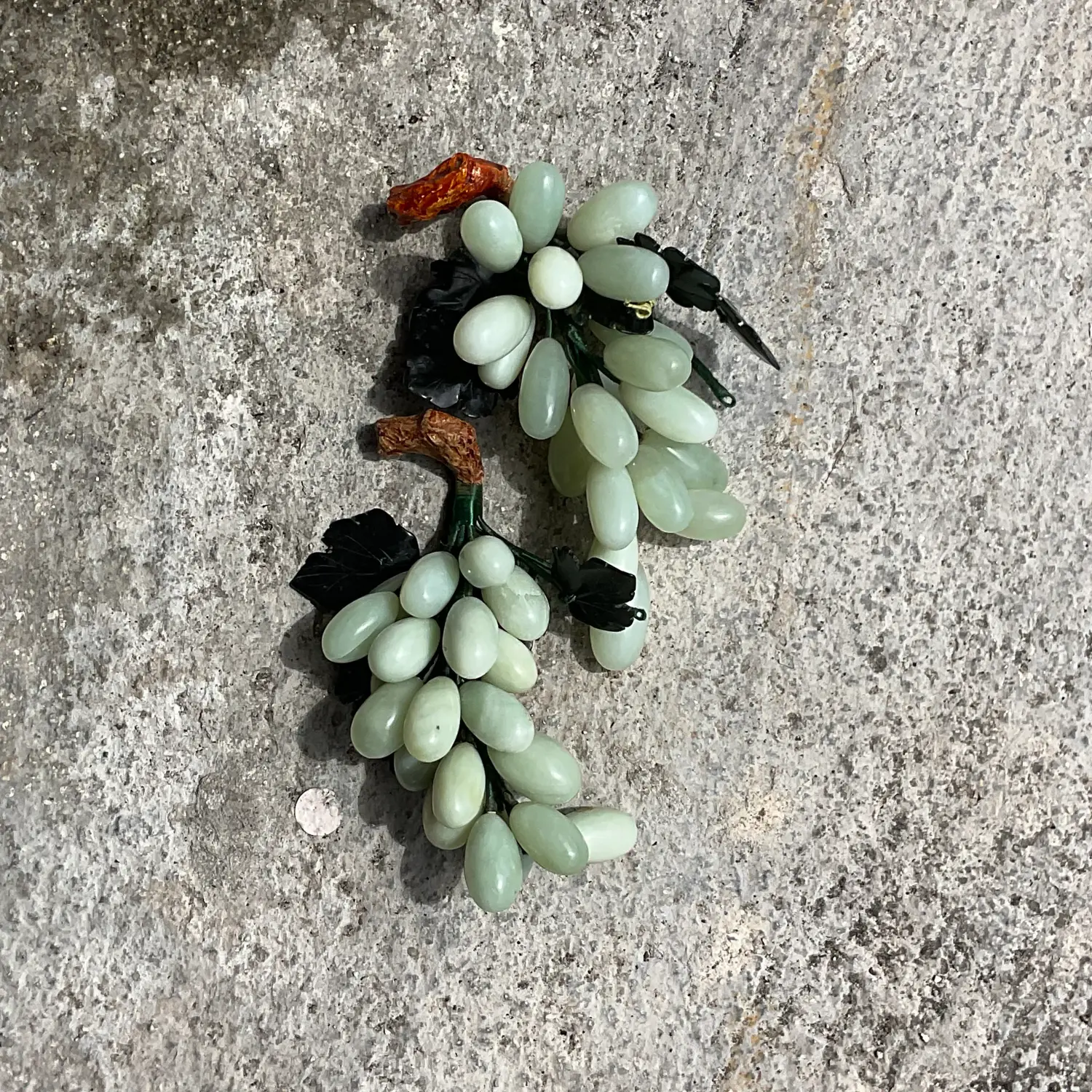 Vintage Boho Polished Stone Grape Clusters - a Pair - Top view