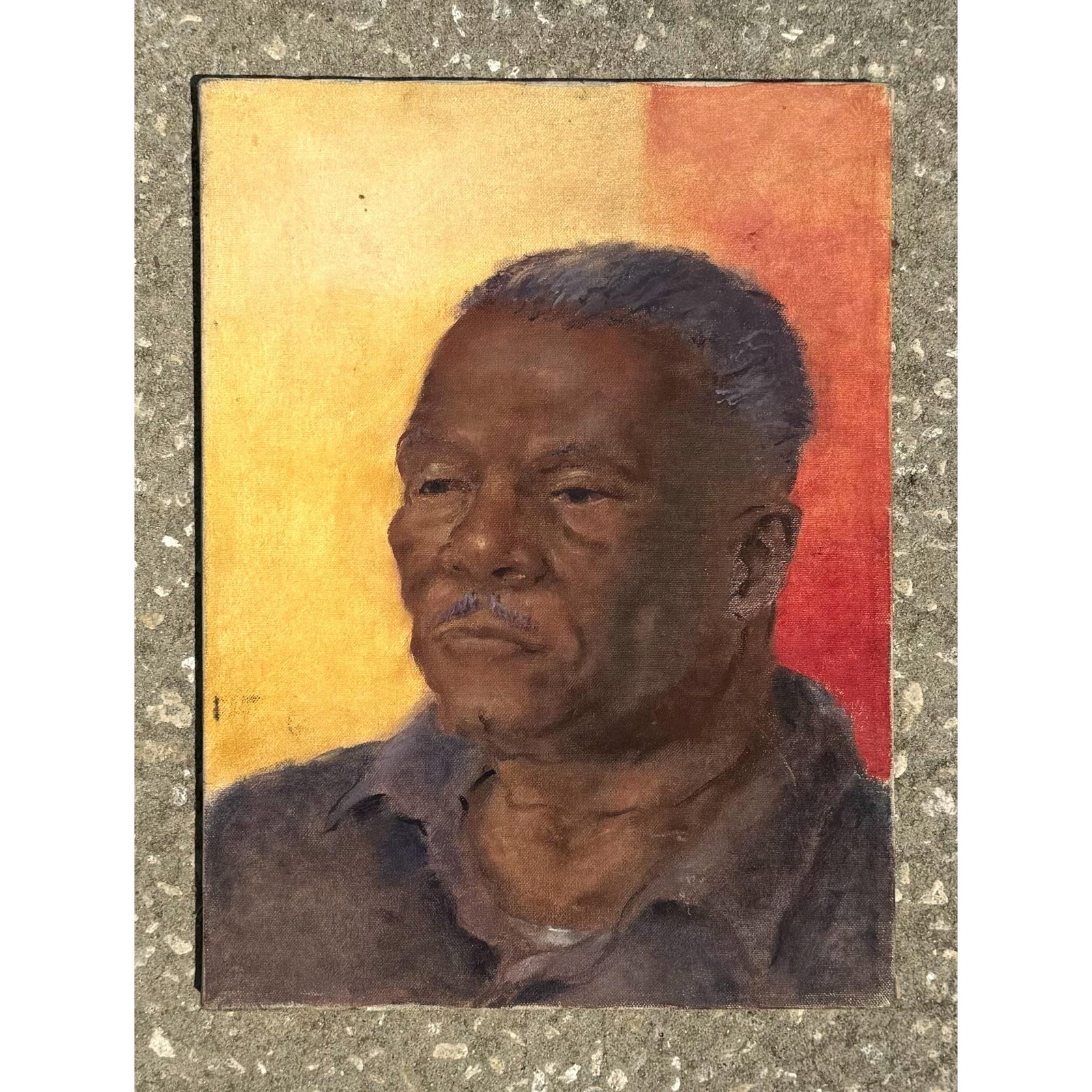 Vintage Boho Portrait of Man Oil on Canvas - Detail view