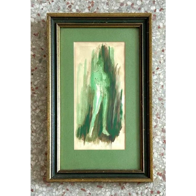 Vintage Boho Portrait of Man on Paper - Side view