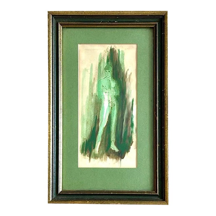 Vintage Boho Portrait of Man on Paper