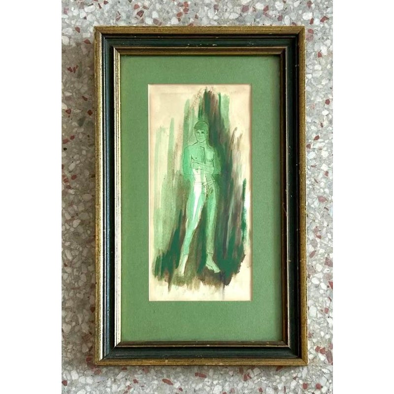 Vintage Boho Portrait of Man on Paper - Top view