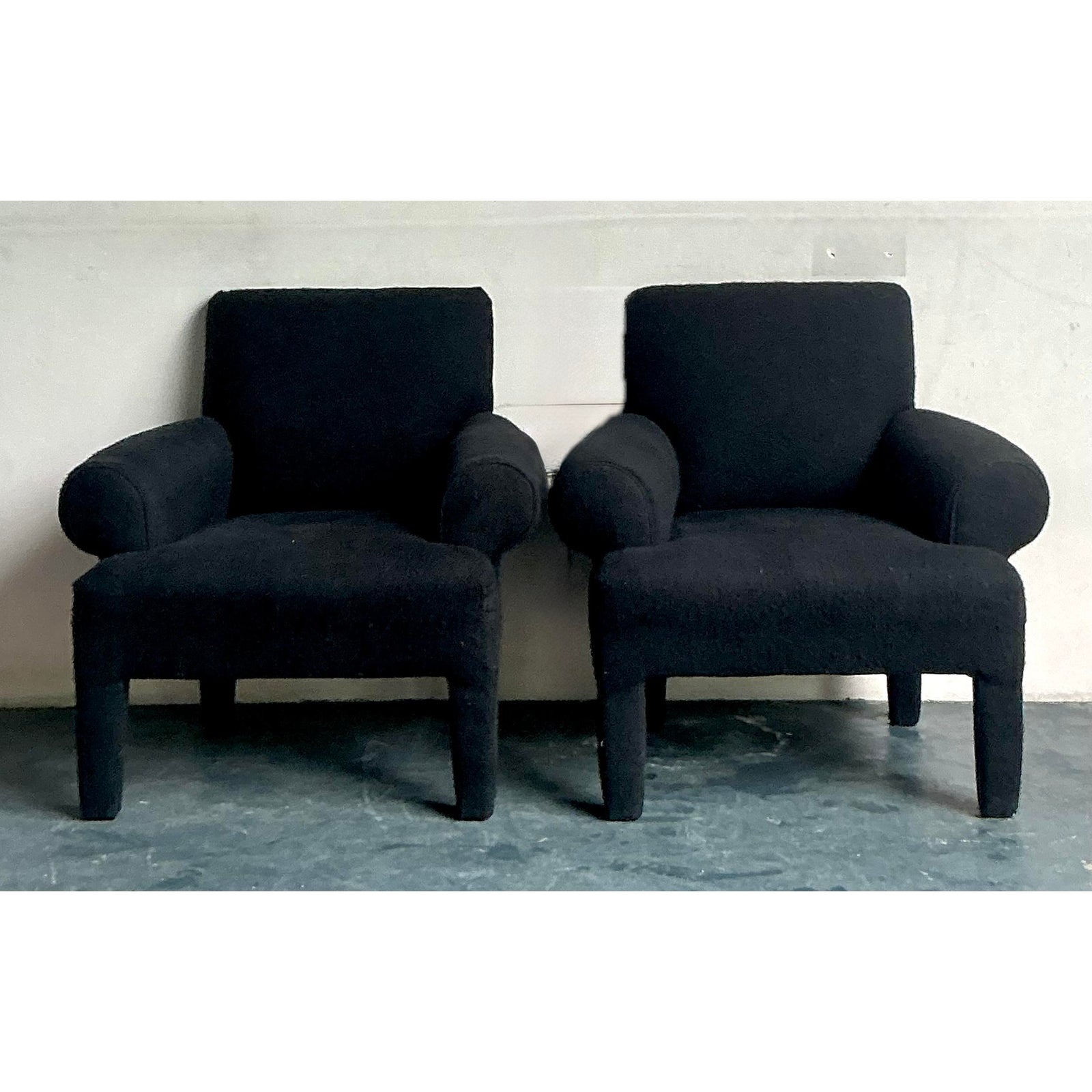 Vintage Boho Postmodern Lounge Chairs After Donghia - A Pair - Back view