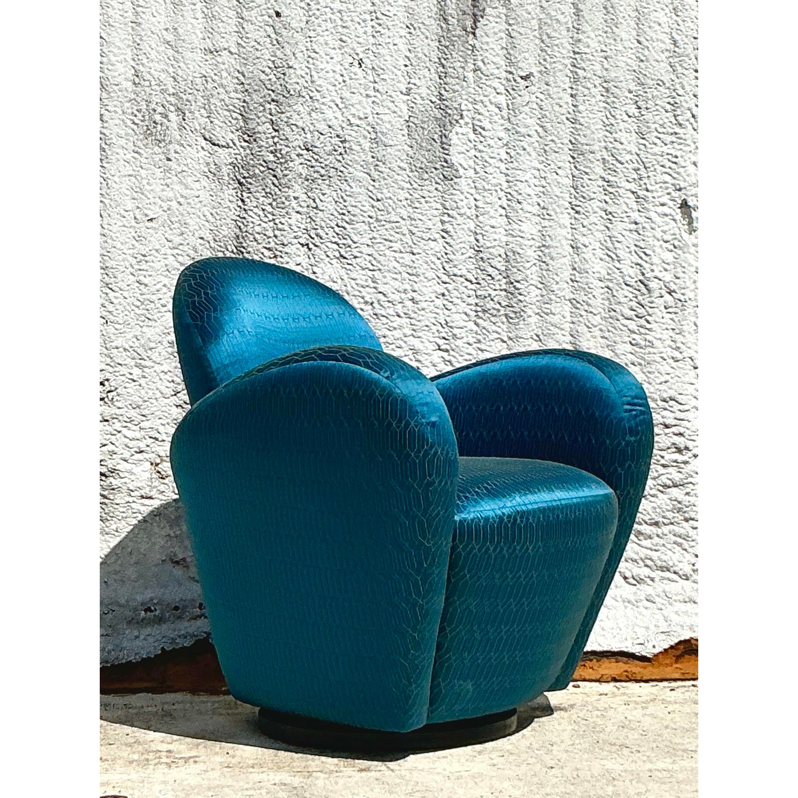 Vintage Boho Postmodern Swivel Chair After Michael Wolk for Directional - Top view