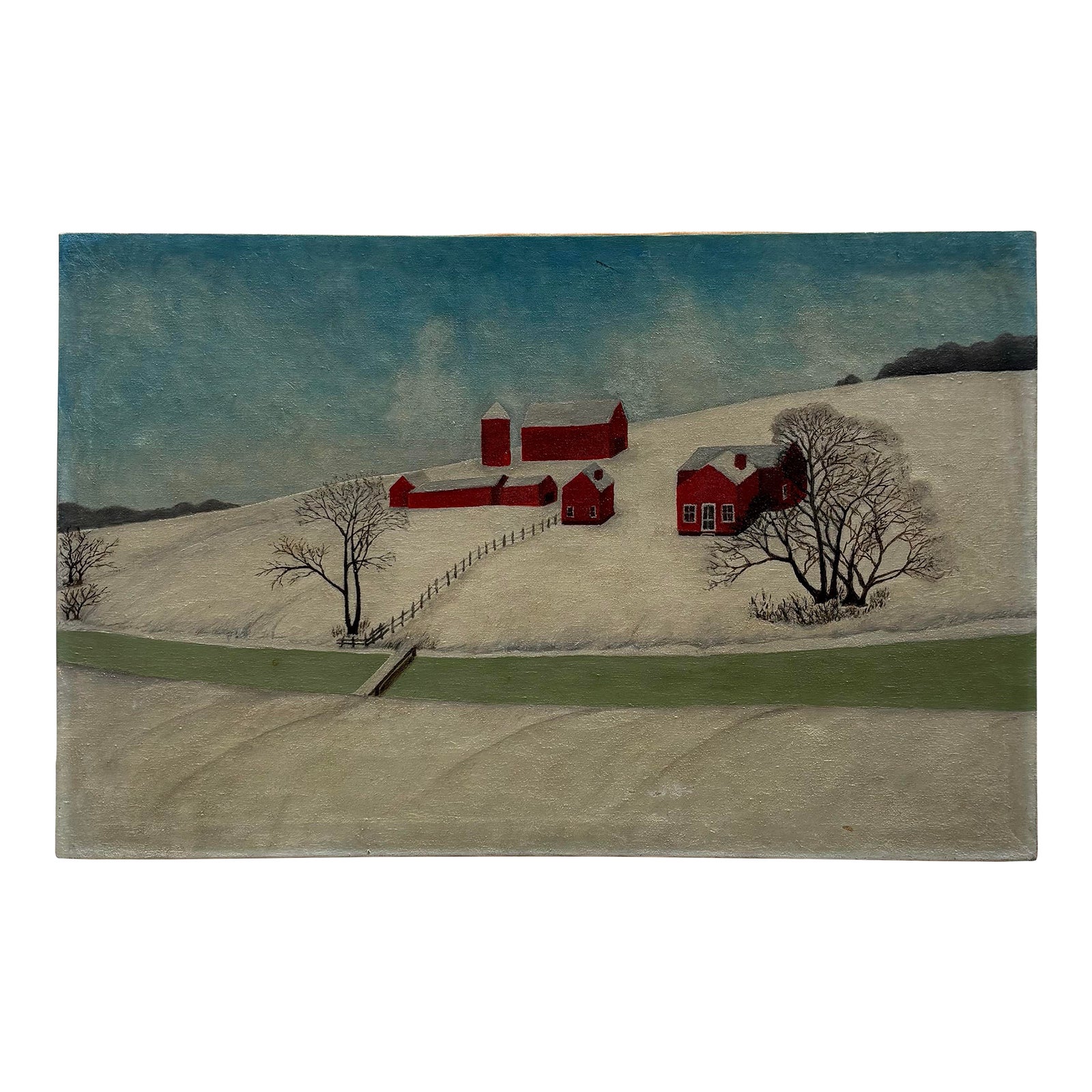 Vintage Boho Prairie Landscape Acrylic Painting on Canvas