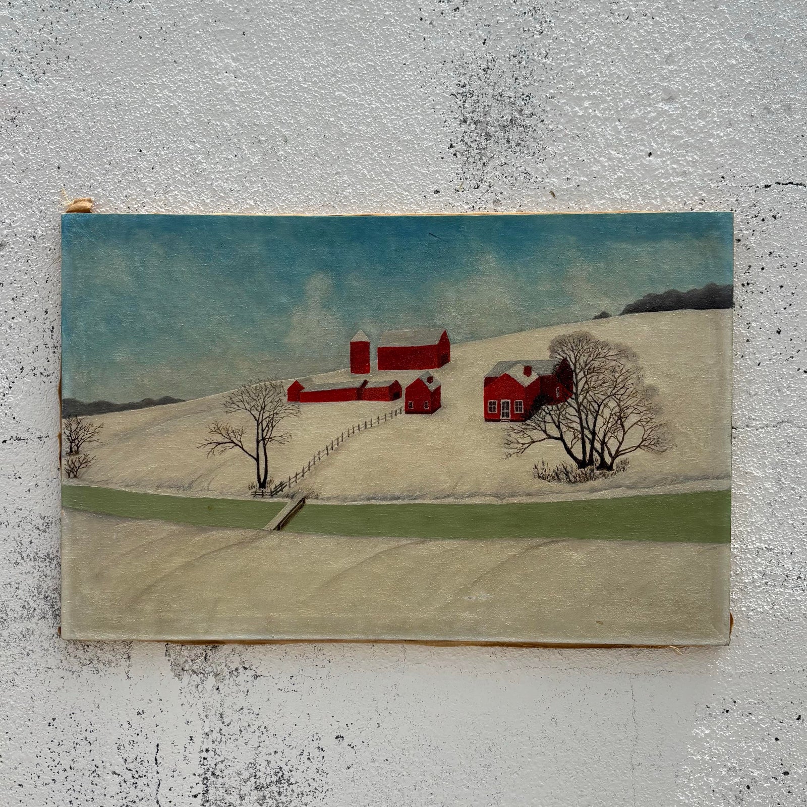 Vintage Boho Prairie Landscape Acrylic Painting on Canvas - Side view