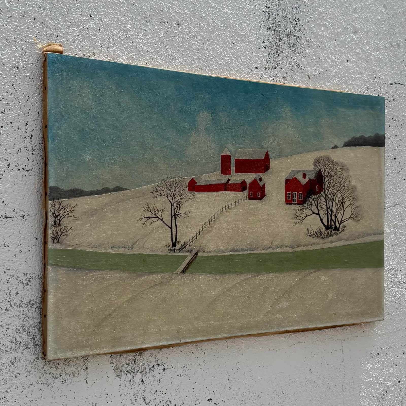Vintage Boho Prairie Landscape Acrylic Painting on Canvas - Back view