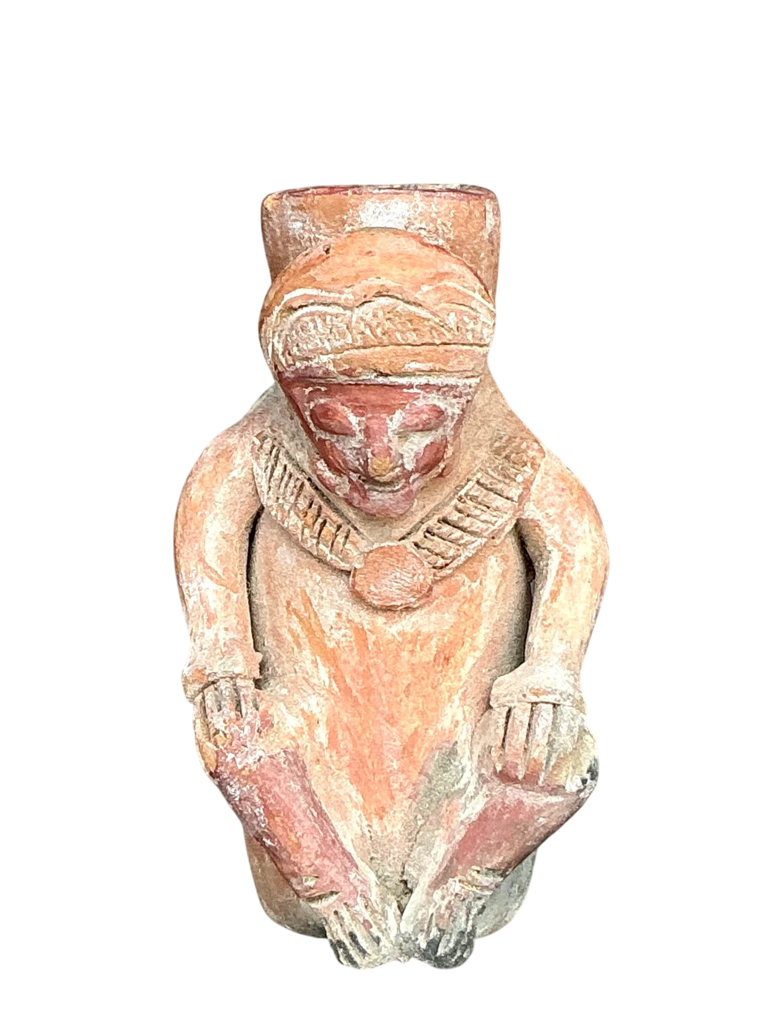 Vintage Boho Pre Colombian Figure Vase - Detail view
